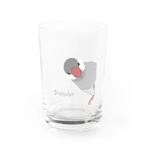 ひょっこりシルバー文鳥さん Water Glass