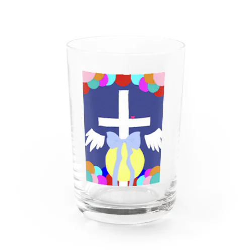 宵の月と十字架 Water Glass