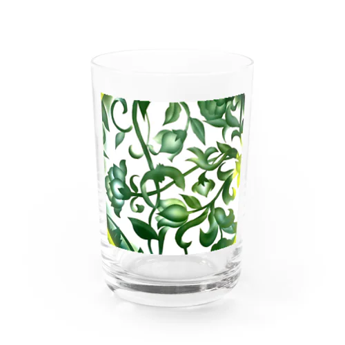 green flowers 緑の花唐草 Water Glass