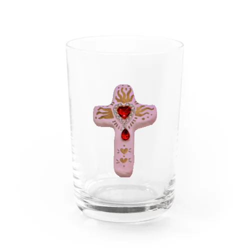 ハート豪華な十字架 Water Glass
