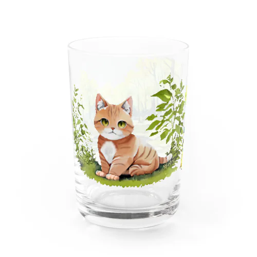 茶トラと森グラス Water Glass