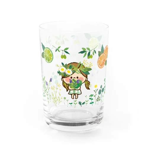かわいい主婦の1日 ボタニカル柄2 Water Glass