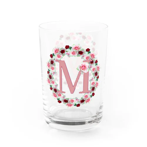 イニシャル　ローズグラス　M Water Glass