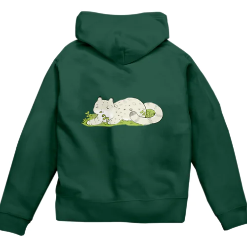 草をもぐもぐするユキヒョウ Zip Hoodie