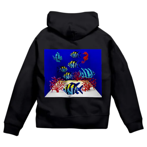 オヤビッチャのボクセルアート Zip Hoodie