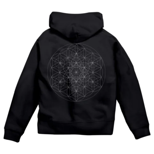 フラワー・オブ・ライフ＆ メタトロンキューブ（wh） Zip Hoodie