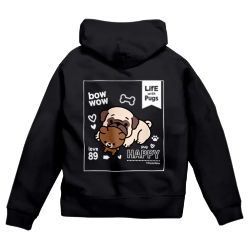 PUG(フォーン)│ For dark colors Zip Hoodie
