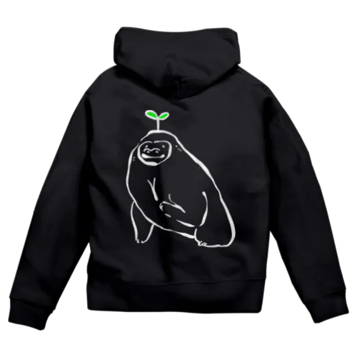 白ゴリラ Zip Hoodie