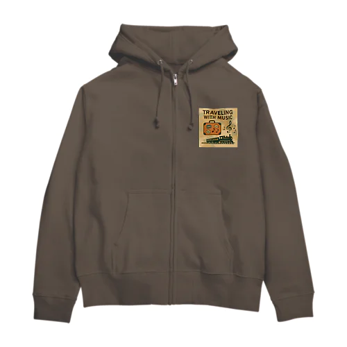 Traveling with Music｜音楽と旅のヴィンテージデザイン Zip Hoodie