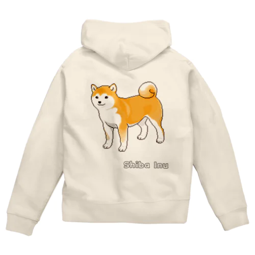 はにかんだ笑顔の柴犬のドット絵 Zip Hoodie