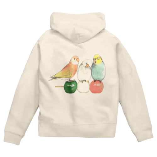 インコと三色団子（いきもの×たべものシリーズ） Zip Hoodie