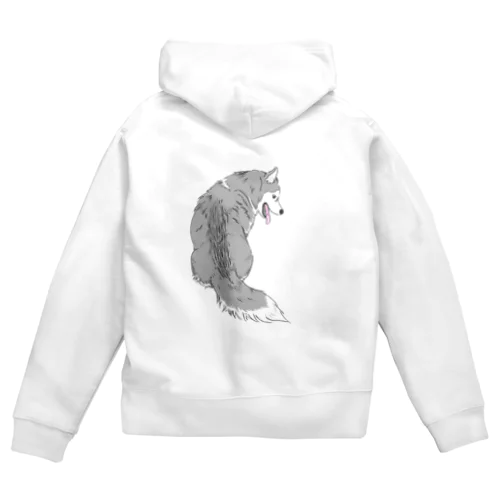 ハスキー　後ろむき Zip Hoodie