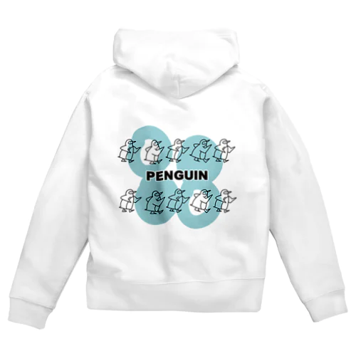 あるくペンギン（水色） Zip Hoodie