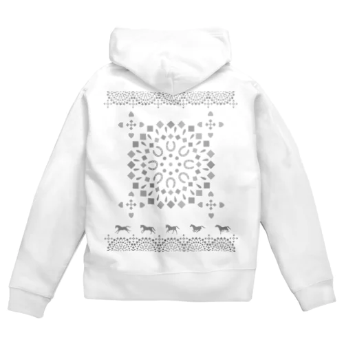ぐるぐる駈歩グレー Zip Hoodie