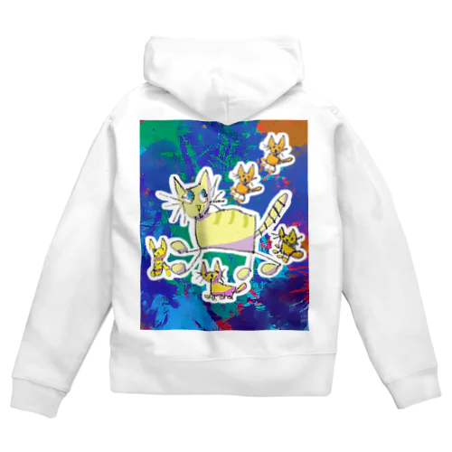 Punk Cat Family - グラフィティアートが好きな猫家族 - Zip Hoodie