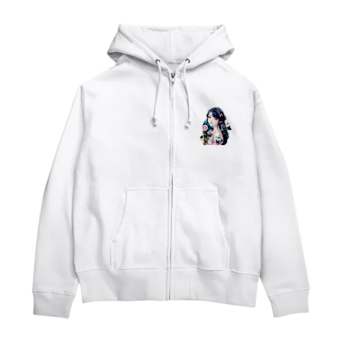 花と蝶のプリンセスガール Zip Hoodie
