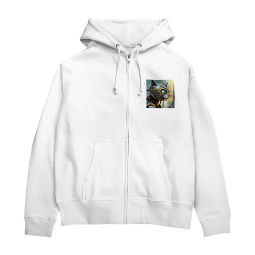 近未来猫ロボット Zip Hoodie