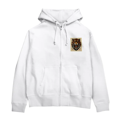 Roaring Tiger - 荒ぶる虎の咆哮 Zip Hoodie