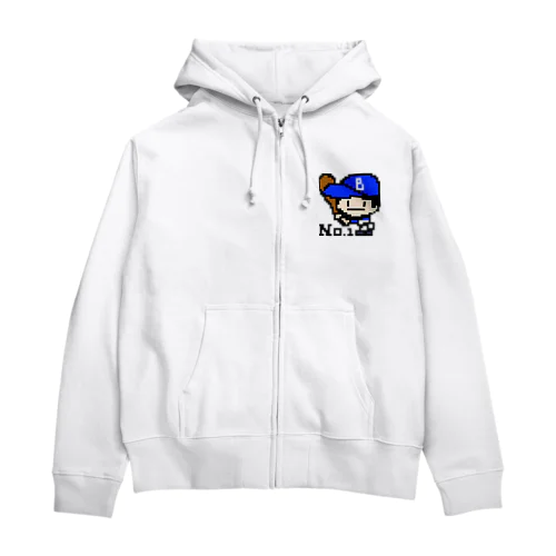 野球少年Ｂ／ピクセルアート Zip Hoodie